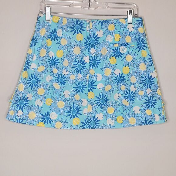 Lilly Pulitzer Vintage Blue Floral Sunflower Bow Skirt Sz 10 - Picture 3 of 9